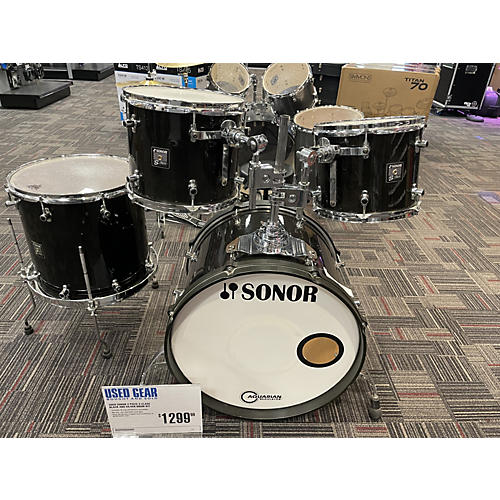 SONOR S Class Drum Kit Black and Silver