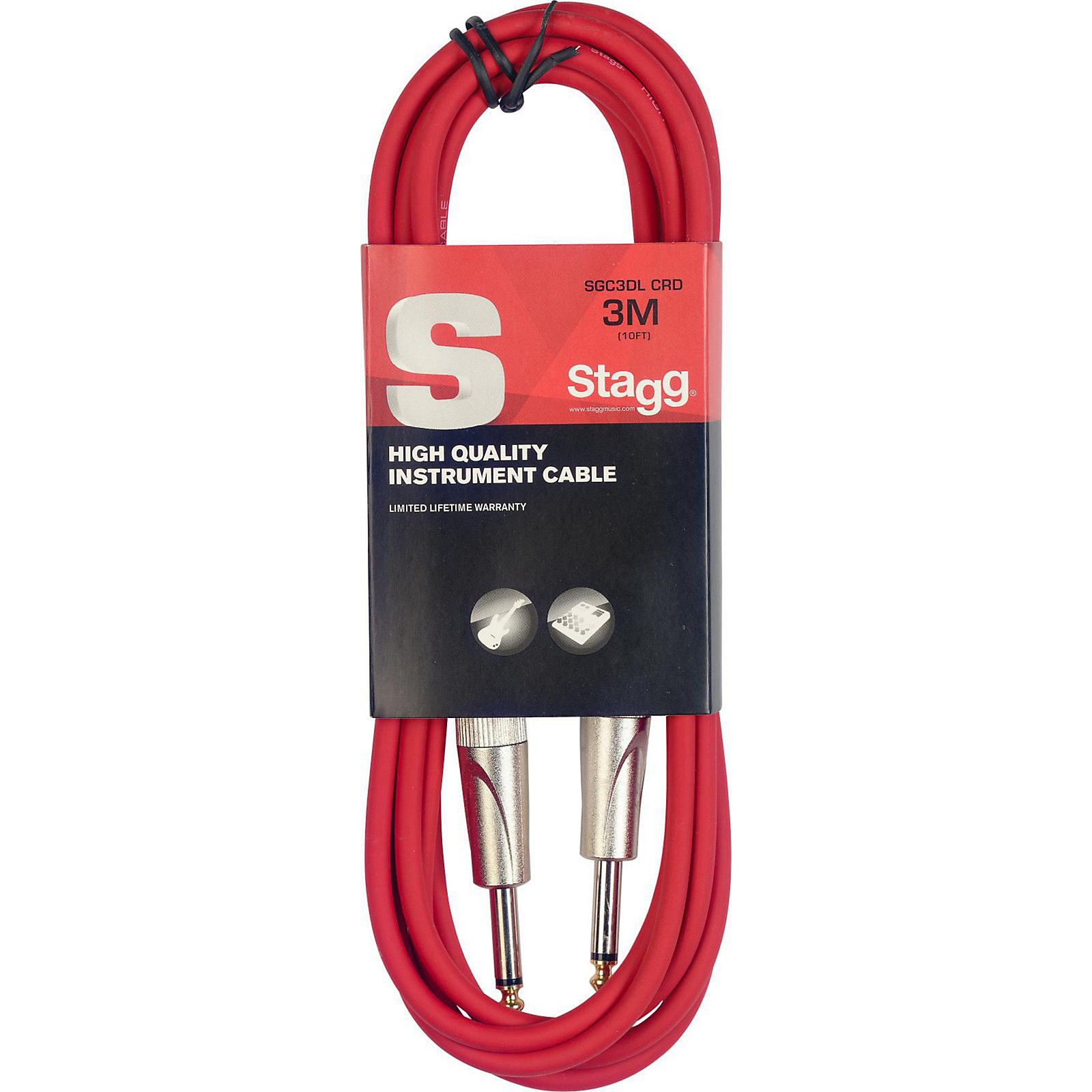 Stagg SSeries Instrument Cable With Deluxe Ends 10 ft. Red Musician