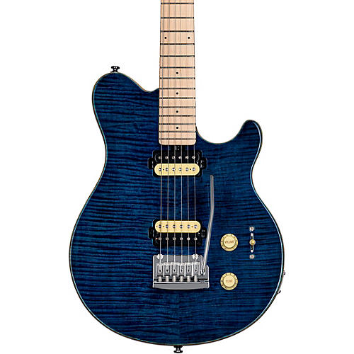 Sterling by Music Man S.U.B. Axis Flame Maple Top Electric Guitar Neptune Blue