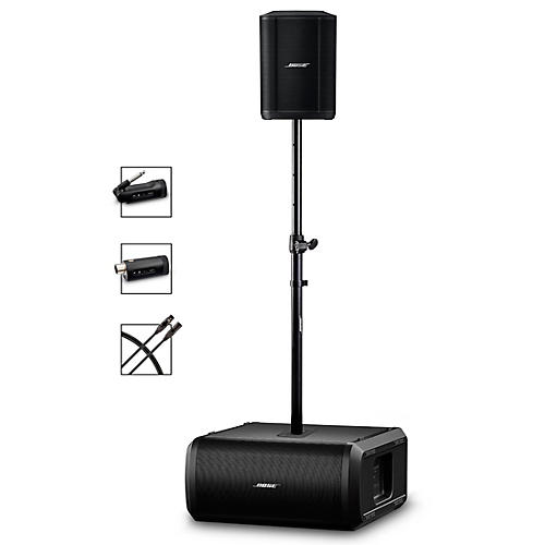 Bose S1 Pro+ Wireless PA Package With Sub1 Powered Bass Module, Instrument Transmitter, Mic/Line Transmitter, Subwoofer Pole and XLR Cable