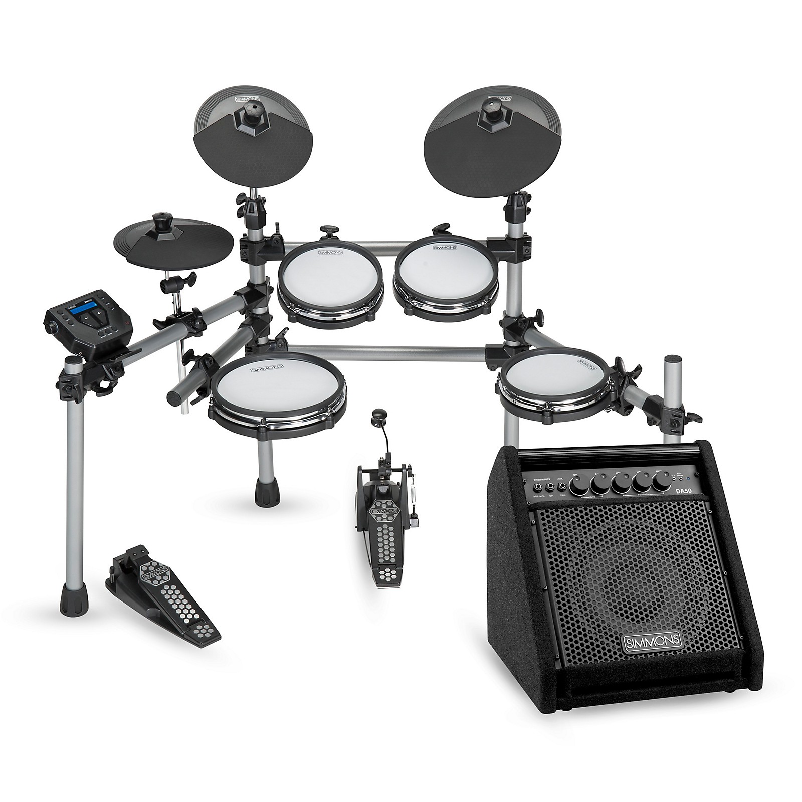Simmons SD550 Electronic Drum Set With Mesh Pads and Simmons DA50