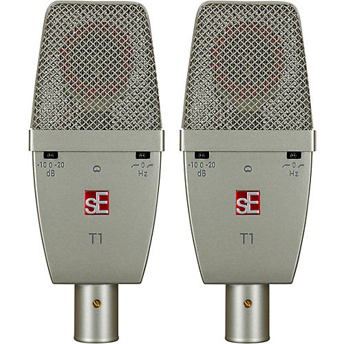 sE Electronics SE T1-PAIR Factory Matched Pair of T1 Large Diaphragm Condenser Microphones w/Mount and Case Titanium