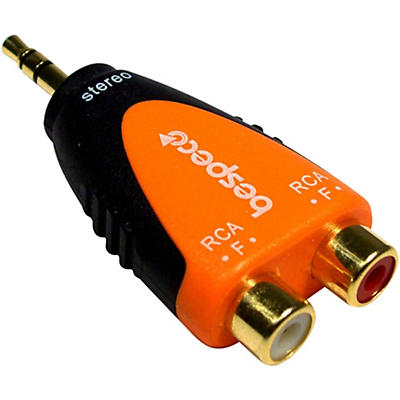 Bespeco SLAD380 3.5 mm Stereo Male to 2 RCA Female 24K Gold-Plated Adapter<br>