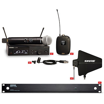 Shure SLX-D Quad Combo Bundle With 2 Handheld and 2 Combo Systems With Antenna