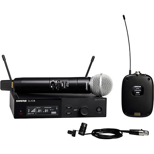 Shure SLXD124/85 Combo System With SLXD1 Bodypack, SLXD4 Receiver, SM58 and WL185 Lavalier Microphone Band J52