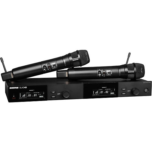 Shure SLXD24D/N8C Dual-Channel Digital Wireless Handheld Microphone System with Nexadyne 8/C Cardioid Capsules (G58: 470 to 514 MHz) Band G58 Black