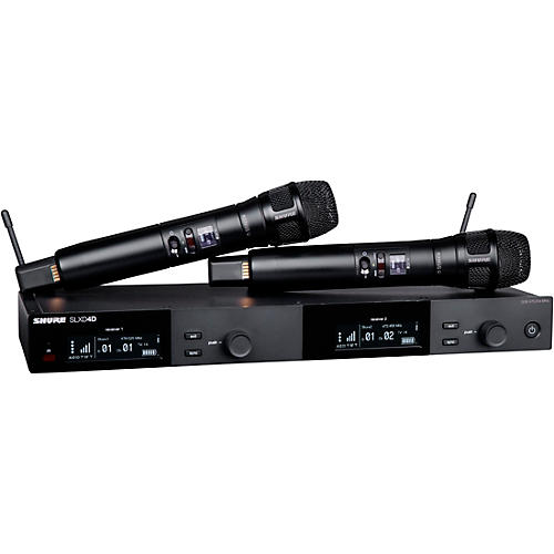 Shure SLXD24D/N8S Dual-Channel Digital Wireless Handheld Microphone System with Nexadyne 8/S Supercardioid Capsules (G58: 470 to 514 MHz) Band J52 Black