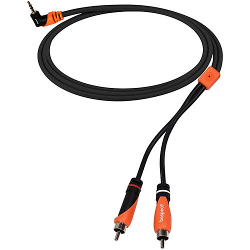Bespeco SLYMPR180 6 ft. 3.5 mm Stereo Right Angle to 2 RCA Male OFC Y Cable <br> 6 ft.