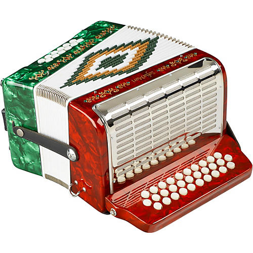 SofiaMari SM-3112 31-Button 12 Bass Accordion GCF Condition 2 - Blemished Red and Green Pearl 197881193393