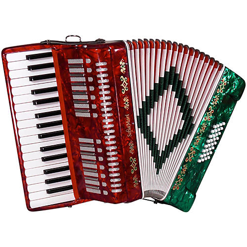 SofiaMari SM-3232 32 Piano 32 Bass Accordion Condition 2 - Blemished Red and Green Pearl 197881076023