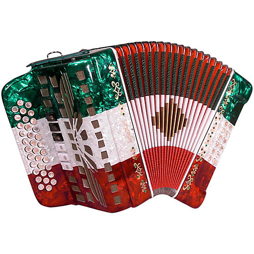 SofiaMari SMTT-3412, 2-Tone Accordion Red,White,Green Fa/Mi