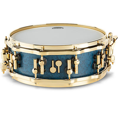 Sonor SQ2 Medium Beech Snare Drum in Birdseye Azure Blue with Gold Hardware