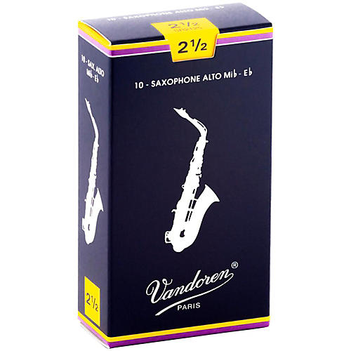 Vandoren SR21 Traditional Alto Saxophone Reeds Strength 2.5 Box of 10