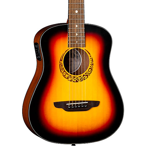 Luna Guitars Safari Tribal 3/4 Size Travel Acoustic/Electric Guitar Tobacco Sunburst