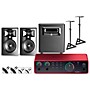 Focusrite Scarlett 2i2 4th Gen With JBL 3 Series Studio Monitor Pair & LSR Subwoofer Bundle With Stands & Cables Included 306MKII