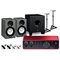 Focusrite Scarlett 2i2 4th Gen With Yamaha HS Studio Monitor Pair & HS8S Subwoofer Bundle (Stands & Cables Included) HS7HS5 SG