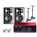 Focusrite Scarlett 4i4 4th Gen With JBL 3 Series Studio Monitor Pair Bundle (Stands & Cables Included) 308MKII306MKII