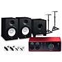 Focusrite Scarlett 4i4 4th Gen With Yamaha HS Studio Monitor Pair & HS8S Subwoofer Bundle (Stands & Cables Included) - HS8