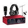 Focusrite Scarlett Solo Gen 4 With Audio-Technica Microphone & Sterling Studio Headphone Package (Stand & Cable Included)