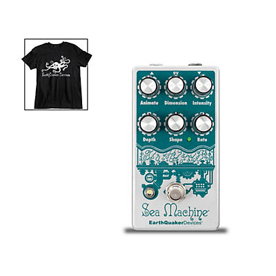 Earthquaker Devices Sea Machine Super Chorus Guitar Effects Pedal v3 and Octoskull T-Shirt Large Black