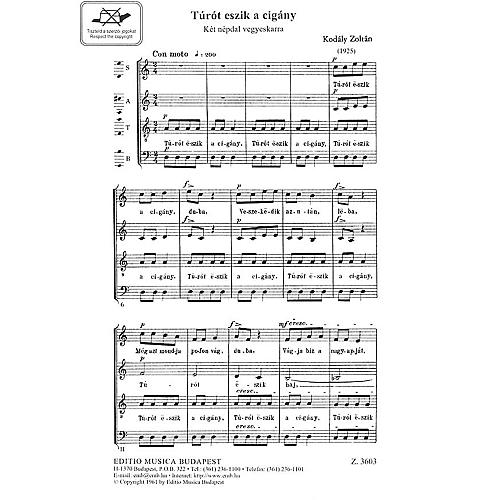 Editio Musica Budapest See the Gypsy (Turot eszik a cigany) (SATB) Composed by Zoltán Kodály