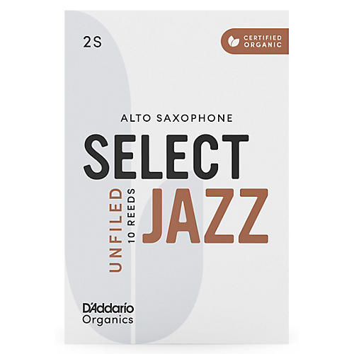 D'Addario Woodwinds Select Jazz Alto Saxophone Unfiled Organic Reeds Box of 10 2S