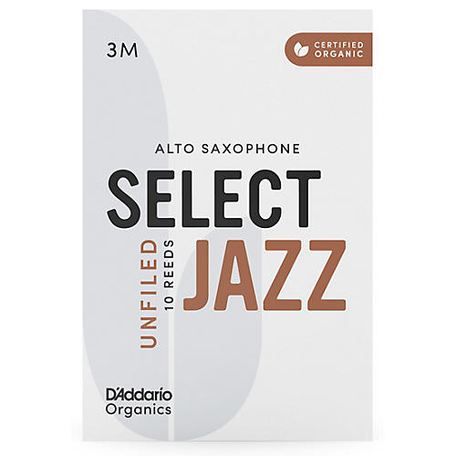 D'Addario Woodwinds Select Jazz Alto Saxophone Unfiled Organic Reeds Box of 10 3M