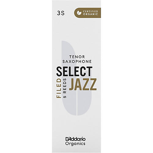 D'Addario Woodwinds Select Jazz, Tenor Saxophone Reeds - Filed,Box of 5 3S