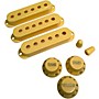 AxLabs Set Of Single Coil Pickup Covers In Modern Spacing (52/50/48), Two Switch Tips, And Three Knobs (Gold Lettering) Cream