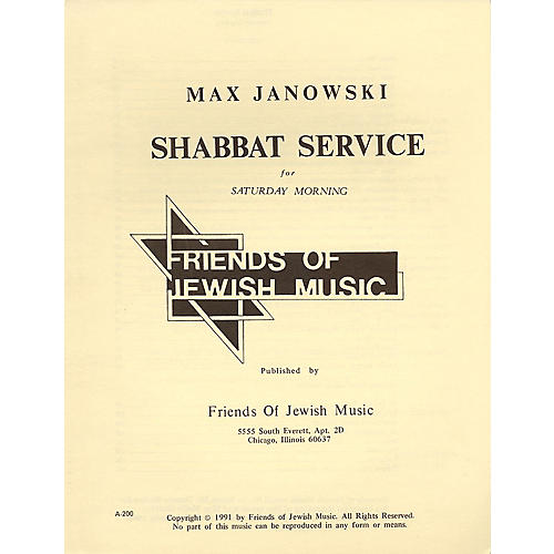 Shabbat Service For Saturday Morning SATB composed by Max Janowski