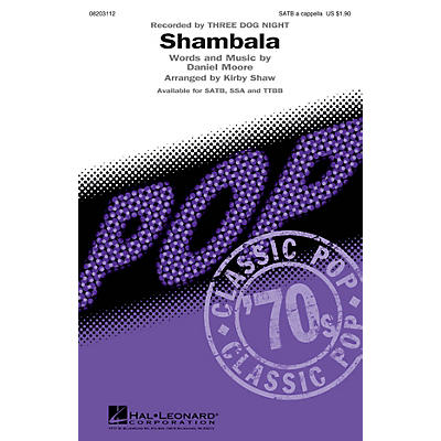 Hal Leonard Shambala TTBB A Cappella by Three Dog Night Arranged by Kirby Shaw