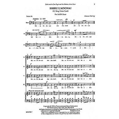Transcontinental Music Shiru L'adonai (O Sing Unto God) SATB composed by Aahron Harlap