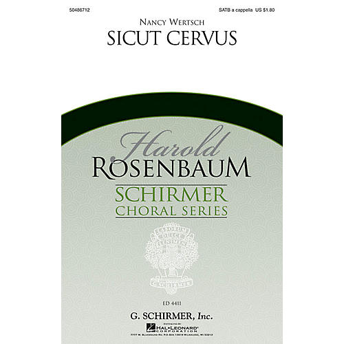 G. Schirmer Sicut Cervus (Harold Rosenbaum Choral Series) SATB a cappella composed by Nancy Wertsch