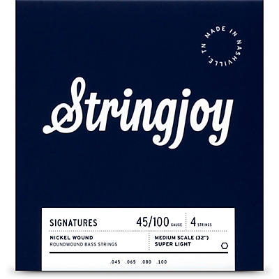 Stringjoy Signatures 4 String Medium Scale Nickel Wound Bass Guitar Strings