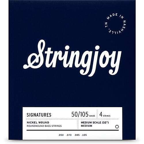 Stringjoy Signatures 4 String Medium Scale Nickel Wound Bass Guitar Strings 50 - 105