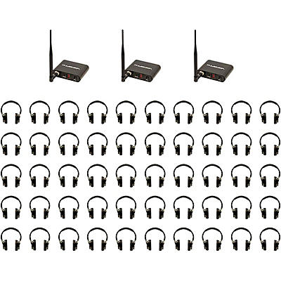 VocoPro Silent Disco-350 Package With 3 Transmitters & 50 Wireless LED Headphones, 908.70-926.30MHz