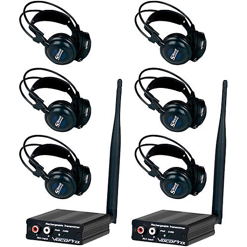 VocoPro Silent Event Package with Two Transmitter and Six Wireless Headphone Receivers