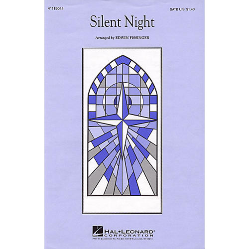 Hal Leonard Silent Night SATB a cappella arranged by Edwin Fissinger