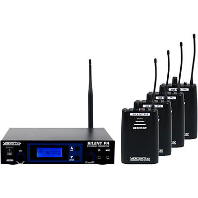 Vocopro SilentPA-PRACTICE 16-Channel UHF Wireless Audio Broadcast System (Stationary Transmitter With Four Bodypack Receivers), 900-927.2mHz