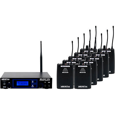 VocoPro SilentPA-SEMINAR10 16-Channel UHF Wireless Audio Broadcast System (Stationary Transmitter With 10 Bodypack Receivers), 900-927.2mHz