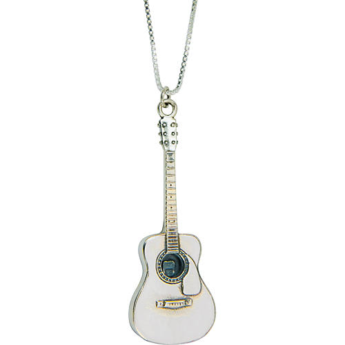 Silver Acoustic Guitar Pendant Necklace
