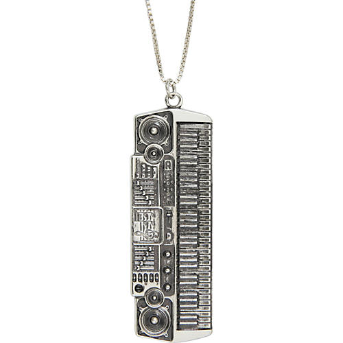 Silver Electric Keyboard Pendant Necklace