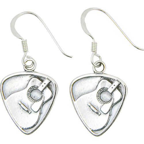 Silver Guitar Pick with Acoustic Guitar Earrings