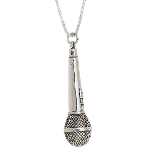 Silver Microphone Pendant Necklace