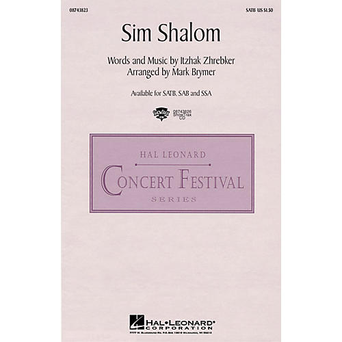 Hal Leonard Sim Shalom SATB arranged by Mark Brymer