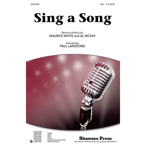 Shawnee Press Sing a Song SSA by Earth, Wind & Fire arranged by Paul Langford