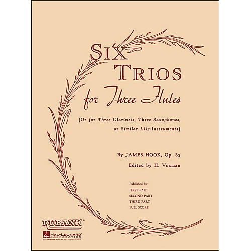 Hal Leonard Six Trios for Three Flutes Third Part Op 83