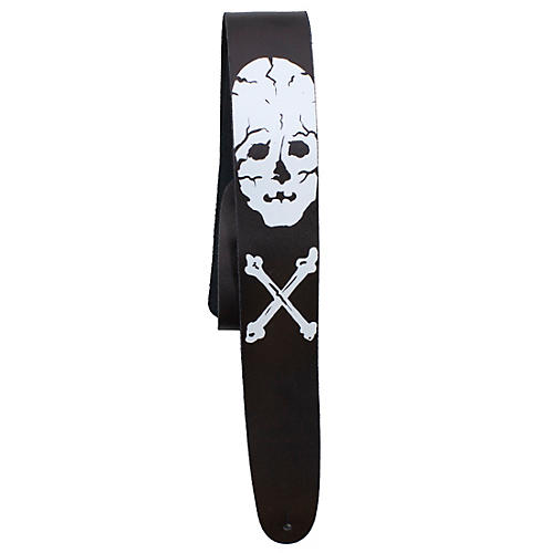 Perri's Skull and Bones Printed Leather Guitar Strap 2.5 in.