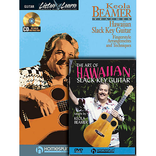 Slack Key Hawaiian Guitar Pack Homespun Tapes Series Softcover with DVD Written by Keola Beamer