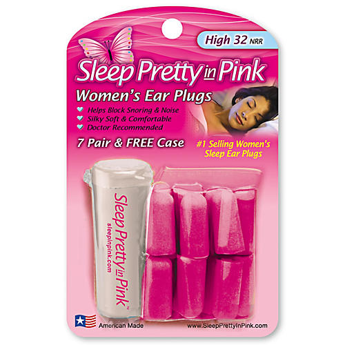 Sleep Pretty in Pink Women's Ear Plugs (7 Pair) with Free Case